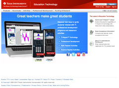 screenshot showcasing the TI Education Technology website.